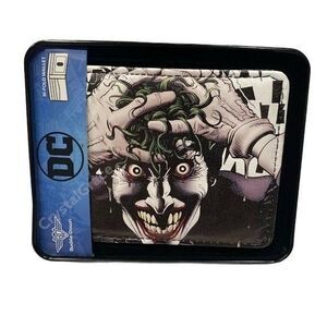 DC Comics Joker Wallet Mens Bifold Leather Black ID Window Batman Comic Villains